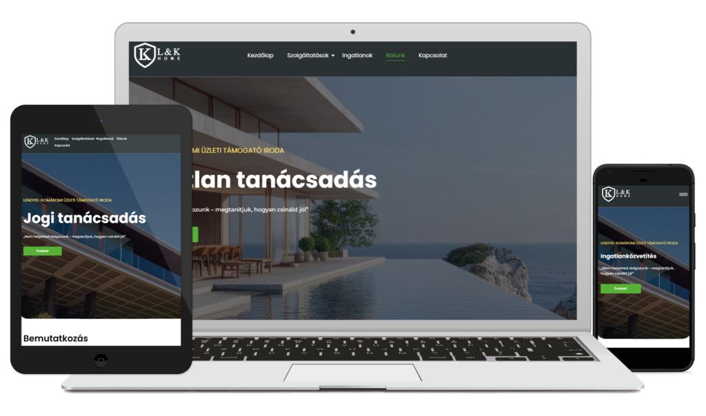 LK Home bemutatkozó weboldal - ingatlanközvetítés